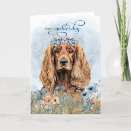 Cartão De Festividades Cocker Spaniel Cachorro Flores Silvestres Dia das 