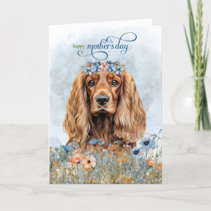 Cartão De Festividades Cocker Spaniel Cachorro Flores Silvestres Dia das