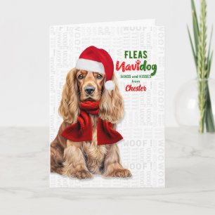 Cartão De Festividades Cocker Spaniel Cachorros Divertidos Navidog com No