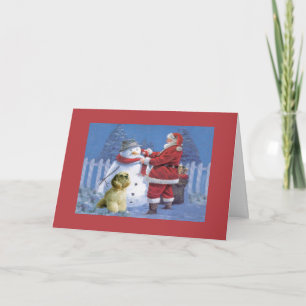 Cartão De Festividades Cocker Spaniel Christmas Card Santa Snowman1