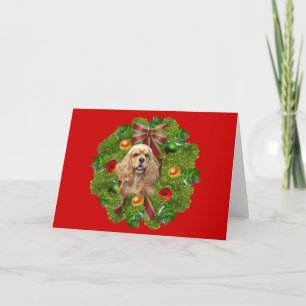 Cartão De Festividades Cocker Spaniel Christmas Card Wreath