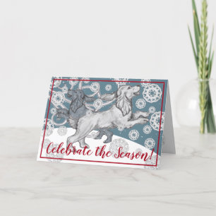 Cartão De Festividades Cocker Spaniel Dog Floco de neve Floco de inverno