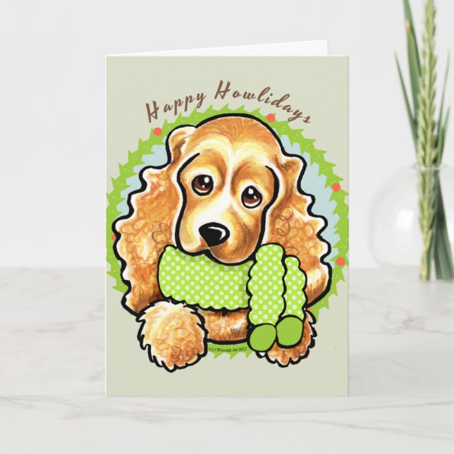 Cartão De Festividades Cocker Spaniel Feliz Howlidays (Frente)