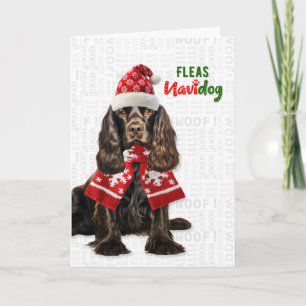 Cartão De Festividades Cocker Spaniel Marrom Engraçado Pulgas Navidog Nat