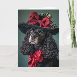 Cartão De Festividades Cocker Spaniel Natal Elegante Cão Vitoriano