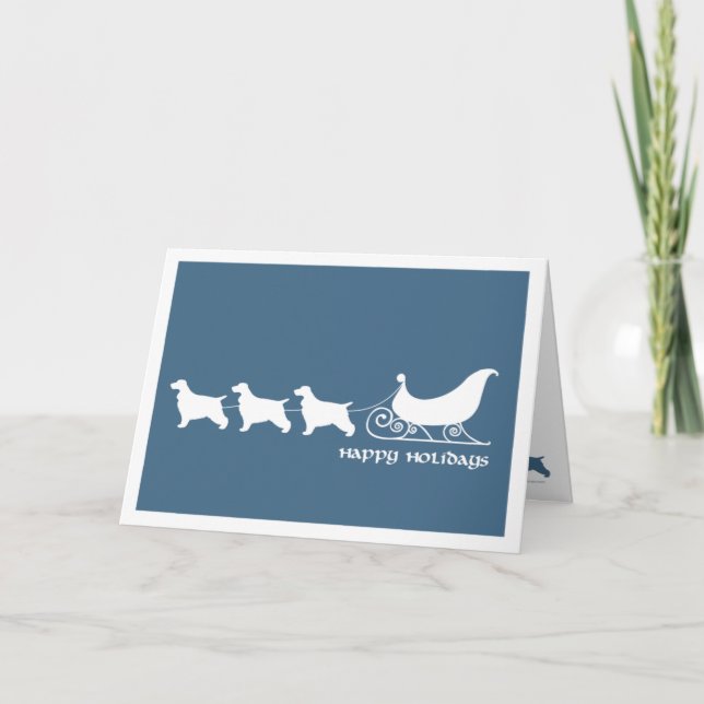 Cartão De Festividades Cockers ingleses que puxam o trenó do papai noel (Frente)