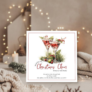 Cartão De Festividades Cocktails de Natal Alegria Natal Nova Casa