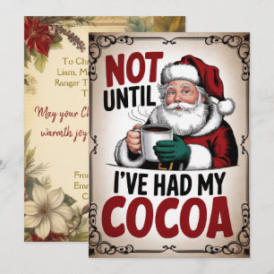 Cartão De Festividades Cocoa Personalizado de Papai Noel Divertido Vintag