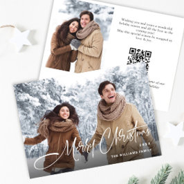 Cartão De Festividades Código QR de Foto do Natal 2 Minimalista Elegante