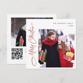 Cartão De Festividades Código QR de Foto do Natal 2 Minimalista Elegante