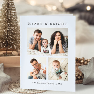 Cartão De Festividades Código QR de Foto do Natal Mínimo 3 Elegante