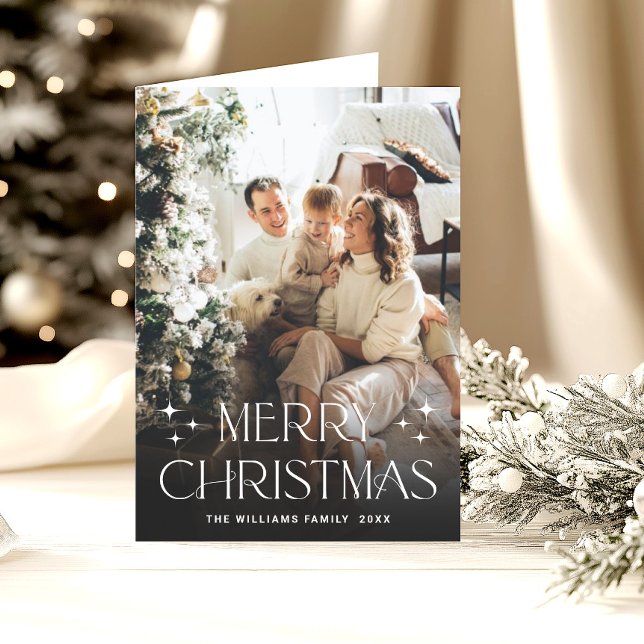 Cartão De Festividades Código QR de Foto do Natal Mínimo 3 Elegante (Criador carregado)