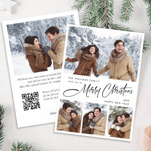 Cartão De Festividades Código QR de Foto Mínimo de Natal 5 Elegante