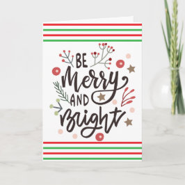 Cartão De Festividades Código QR de Natal com Listras de Cor Vermelho Per