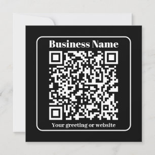 Cartão De Festividades Código QR editável Preto e Branco Estilo Retro Mod