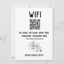 Cartão De Festividades Código WiFi com código QR e Design Floral