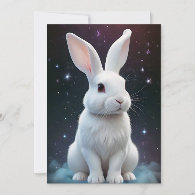 Cartão De Festividades Coelhinho branco (Frente)