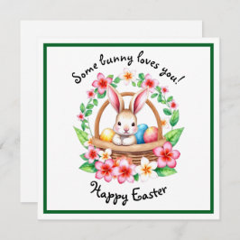 Cartão De Festividades Coelhinho de Páscoa e cesto de ovos