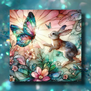 Cartão De Festividades Coelhinho De Vidro Mantido E Páscoa Cristã De Borb