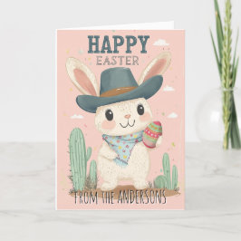 Cartão De Festividades Coelhinho fofo do Oeste Selvagem segurando ovo de 