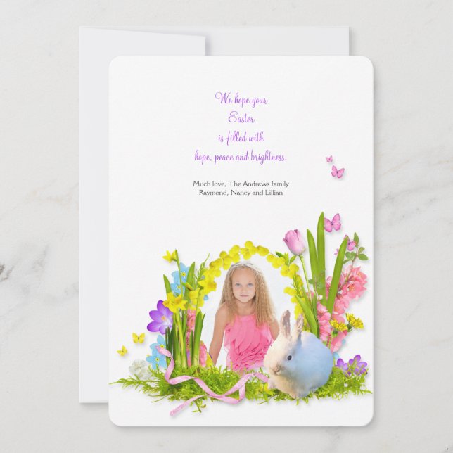 Cartão De Festividades Coelhinho na Páscoa do Jardim (Frente)