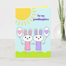 Cartão De Festividades Coelhinho Púrpura Rosa Para Minhas Avós