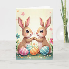 Cartão De Festividades Coelhinhos de Páscoa bonitos