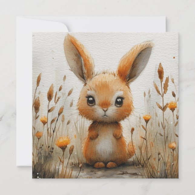 Cartão De Festividades Coelhinhos Encantadores: Surpresas 🐇 Digital (Frente)