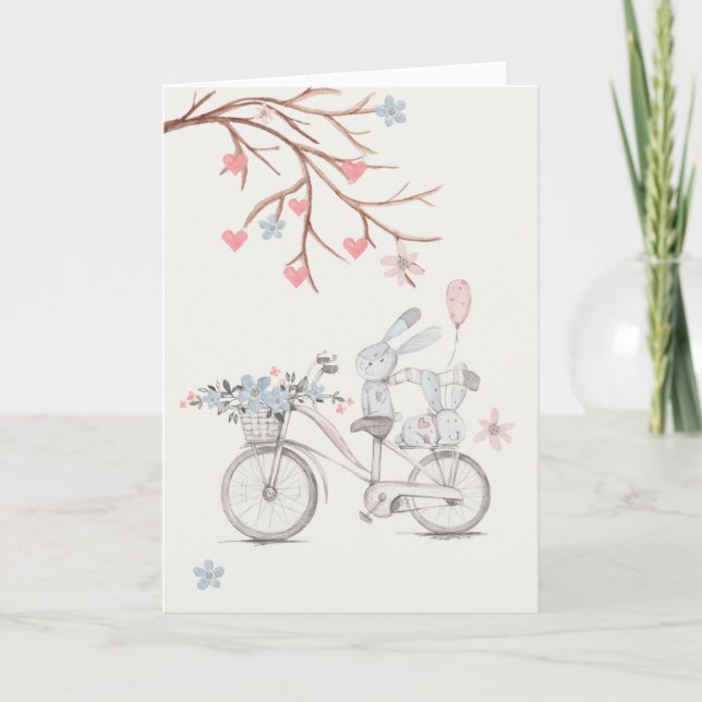 Cartão De Festividades Coelhinhos fofos. (Frente)
