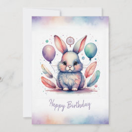Cartão De Festividades Coelho Adorável BunnyLonghorn Feliz Aniversário