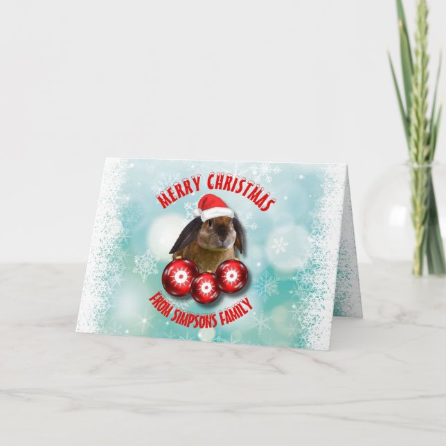 Cartão De Festividades Coelho bonito engraçado do coelho do Natal no (Frente)