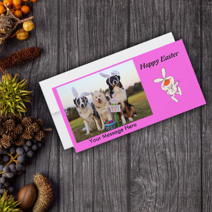 Cartão De Festividades Coelho Branco-Corinto-Dançante-felz pascoa