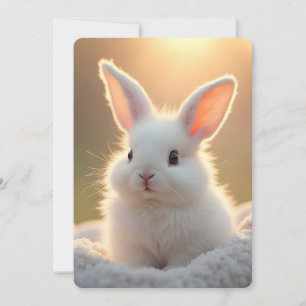 Cartão De Festividades Coelho branco fofinho e fofo, personalizado