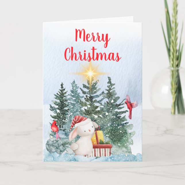 Cartão De Festividades Coelho & Cardinals (Frente)