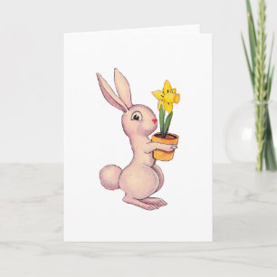 Cartão De Festividades Coelho com Narciso