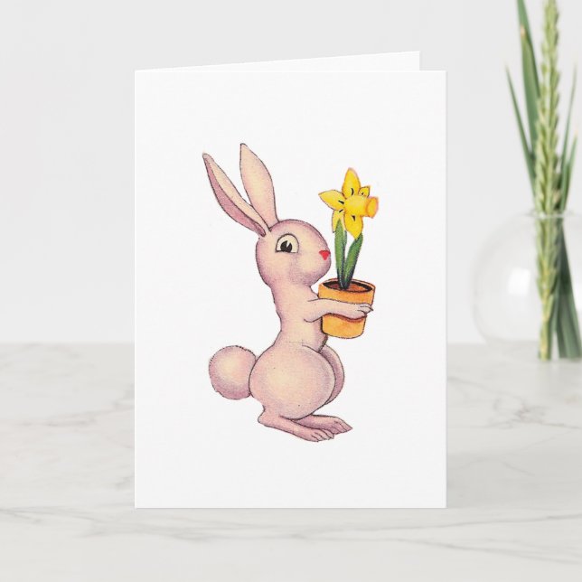 Cartão De Festividades Coelho com Narciso (Frente)