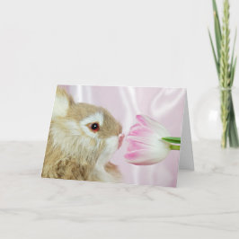 Cartão De Festividades Coelho da Páscoa com Tulipa Rosa