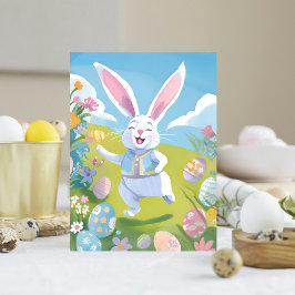 Cartão De Festividades Coelho da Páscoa | Flor Silvestre Pastel da Páscoa