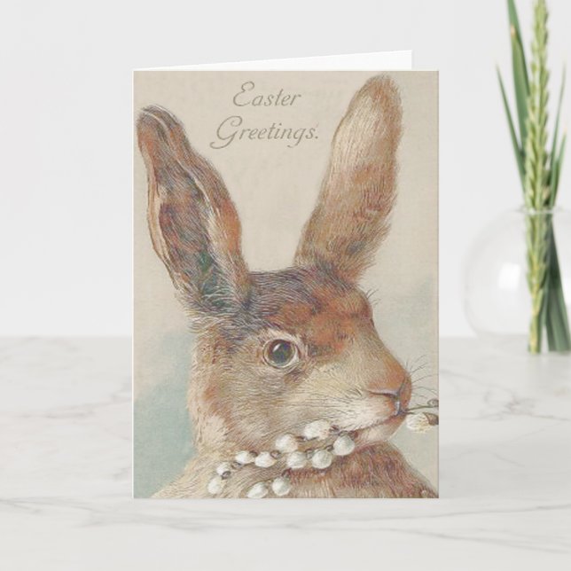 Cartão De Festividades Coelho da Páscoa Vintage (Frente)