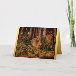 Cartão De Festividades Coelho da Pintura Europeu Saudação de Natal C