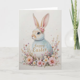Cartão De Festividades Coelho de Páscoa com Aquarela Suave Festa Adocicad