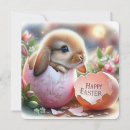 Cartão De Festividades Coelho de Páscoa Dentro de um Ovo Decorativo com F