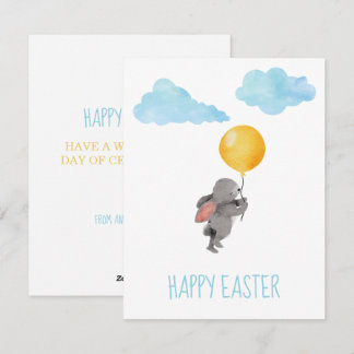 Cartão De Festividades Coelho de Páscoa em Aquarela