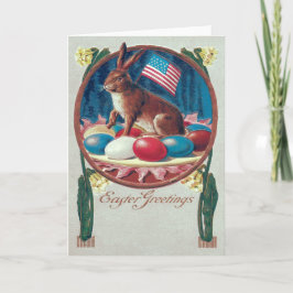 Cartão De Festividades Coelho de Páscoa Ovo Colorido Bandeira Americana