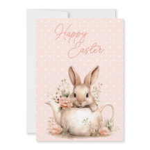 Coelho em um Bule de Chá Feliz Páscoa 