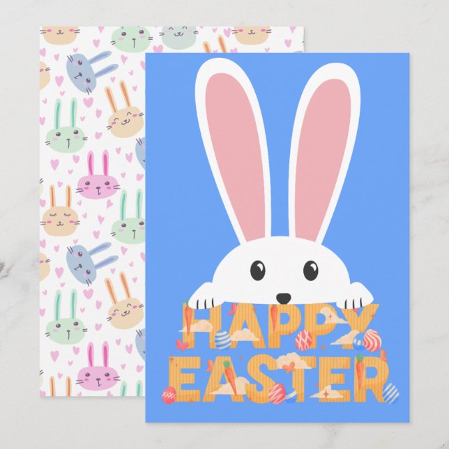 Cartão De Festividades Coelho felz pascoa (Frente/Verso)