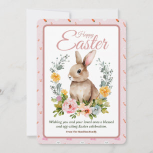 Cartão De Festividades Coelho Floral Coroa de Água Easter
