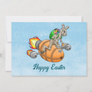 Cartão De Festividades Coelho Foguete