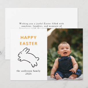 Cartão De Festividades Coelho Moderno Elegante Foto Feliz Páscoa