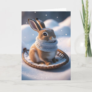 Cartão De Festividades Coelho na Neve 
